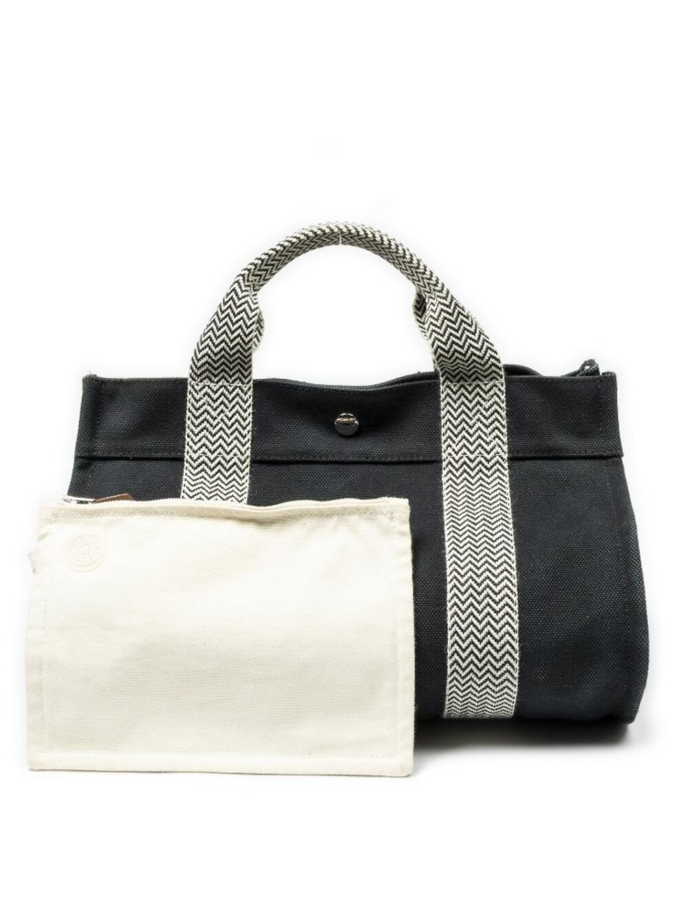 Hermes Cannes Tote Bag Black White Toile